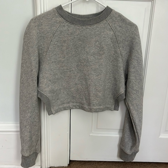 Tibi grey cropped open back sweatshirt - Picture 3 of 5